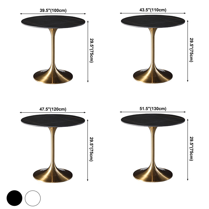 Round Two-Color Dining Table Sintered Stone Table Luxury with Tulip Base Clearhalo ' dining_table' 'Dining Tables & Seating' 'Dining Tables' 'furn' 'furn_dining_table' 'Furniture' 'furniture_dining_table' 'Kitchen & Dining Furniture' 'kitchen&dining_furn' 'kitchen' 'kitchen_dining_table' 3816110