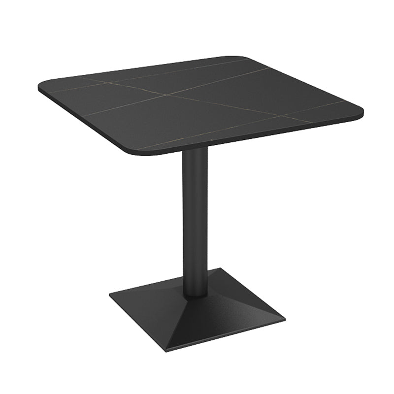 Industrial Sintered Stone Dinner Room Kitchen Table Black Metal Base Table for Dinning Room 23.6"L x 23.6"W x 29.5"H Without Chairs Clearhalo ' dining_table' 'Dining Tables & Seating' 'Dining Tables' 'furn' 'furn_dining_table' 'Furniture' 'furniture_dining_table' 'Kitchen & Dining Furniture' 'kitchen&dining_furn' 'kitchen' 'kitchen_dining_table' 3816113