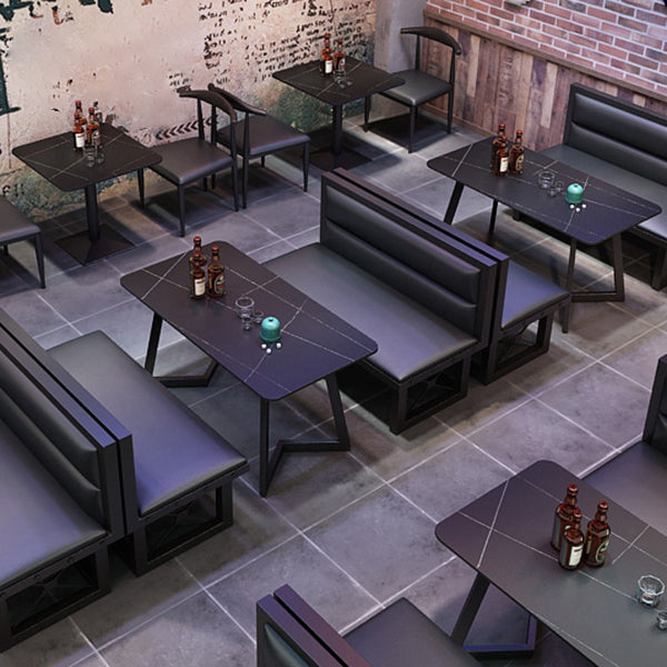 Industrial Sintered Stone Dinner Room Kitchen Table Black Metal Base Table for Dinning Room Clearhalo ' dining_table' 'Dining Tables & Seating' 'Dining Tables' 'furn' 'furn_dining_table' 'Furniture' 'furniture_dining_table' 'Kitchen & Dining Furniture' 'kitchen&dining_furn' 'kitchen' 'kitchen_dining_table' 3816114