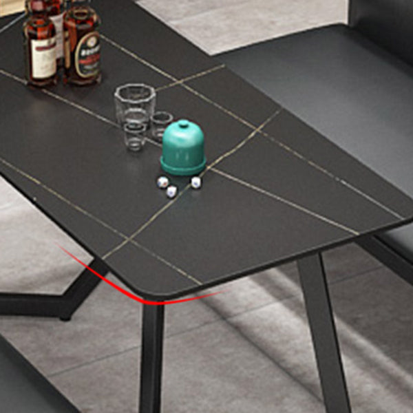 Industrial Sintered Stone Dinner Room Kitchen Table Black Metal Base Table for Dinning Room Clearhalo ' dining_table' 'Dining Tables & Seating' 'Dining Tables' 'furn' 'furn_dining_table' 'Furniture' 'furniture_dining_table' 'Kitchen & Dining Furniture' 'kitchen&dining_furn' 'kitchen' 'kitchen_dining_table' 3816118
