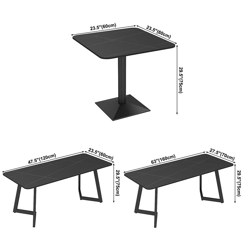 Industrial Sintered Stone Dinner Room Kitchen Table Black Metal Base Table for Dinning Room Clearhalo ' dining_table' 'Dining Tables & Seating' 'Dining Tables' 'furn' 'furn_dining_table' 'Furniture' 'furniture_dining_table' 'Kitchen & Dining Furniture' 'kitchen&dining_furn' 'kitchen' 'kitchen_dining_table' 3816122