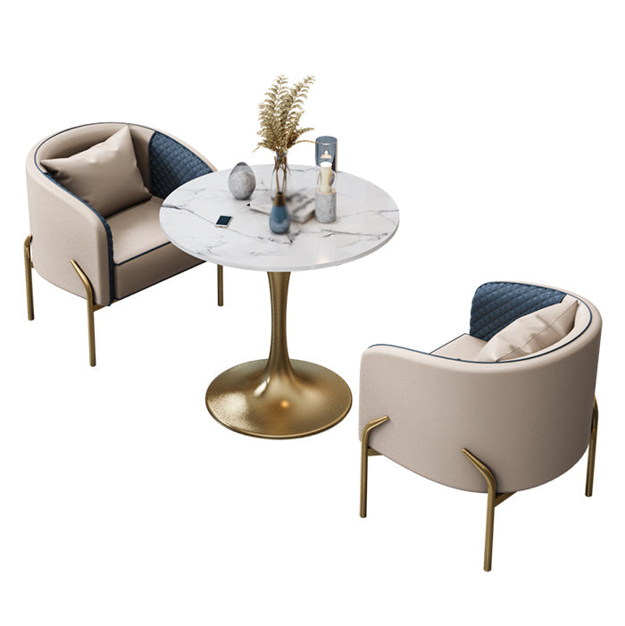 Round Tulip Base Dinette Table Traditional Luxury Stone Dining Room Collection Clearhalo ' dining_table' 'Dining Tables & Seating' 'Dining Tables' 'furn' 'furn_dining_table' 'Furniture' 'furniture_dining_table' 'Kitchen & Dining Furniture' 'kitchen&dining_furn' 'kitchen' 'kitchen_dining_table' 3816135