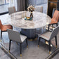 Extendable Round Dining Table Modern Adjustable Sintered Stone Top Table with Storage Pedestal Clearhalo ' dining_table' 'Dining Tables & Seating' 'Dining Tables' 'furn' 'furn_dining_table' 'Furniture' 'furniture_dining_table' 'Kitchen & Dining Furniture' 'kitchen&dining_furn' 'kitchen' 'kitchen_dining_table' 3816143