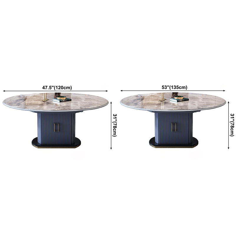 Extendable Round Dining Table Modern Adjustable Sintered Stone Top Table with Storage Pedestal Clearhalo ' dining_table' 'Dining Tables & Seating' 'Dining Tables' 'furn' 'furn_dining_table' 'Furniture' 'furniture_dining_table' 'Kitchen & Dining Furniture' 'kitchen&dining_furn' 'kitchen' 'kitchen_dining_table' 3816152