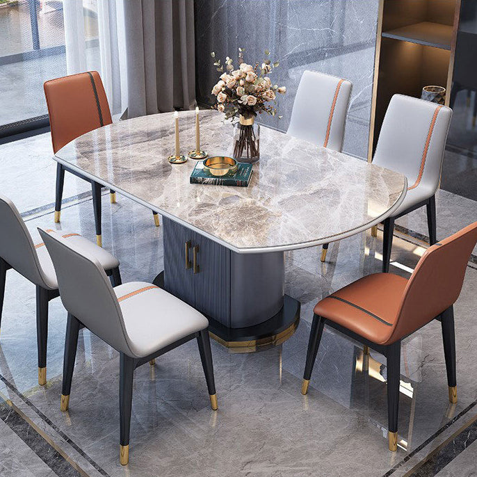 Extendable Round Dining Table Modern Adjustable Sintered Stone Top Table with Storage Pedestal Clearhalo ' dining_table' 'Dining Tables & Seating' 'Dining Tables' 'furn' 'furn_dining_table' 'Furniture' 'furniture_dining_table' 'Kitchen & Dining Furniture' 'kitchen&dining_furn' 'kitchen' 'kitchen_dining_table' 3816155
