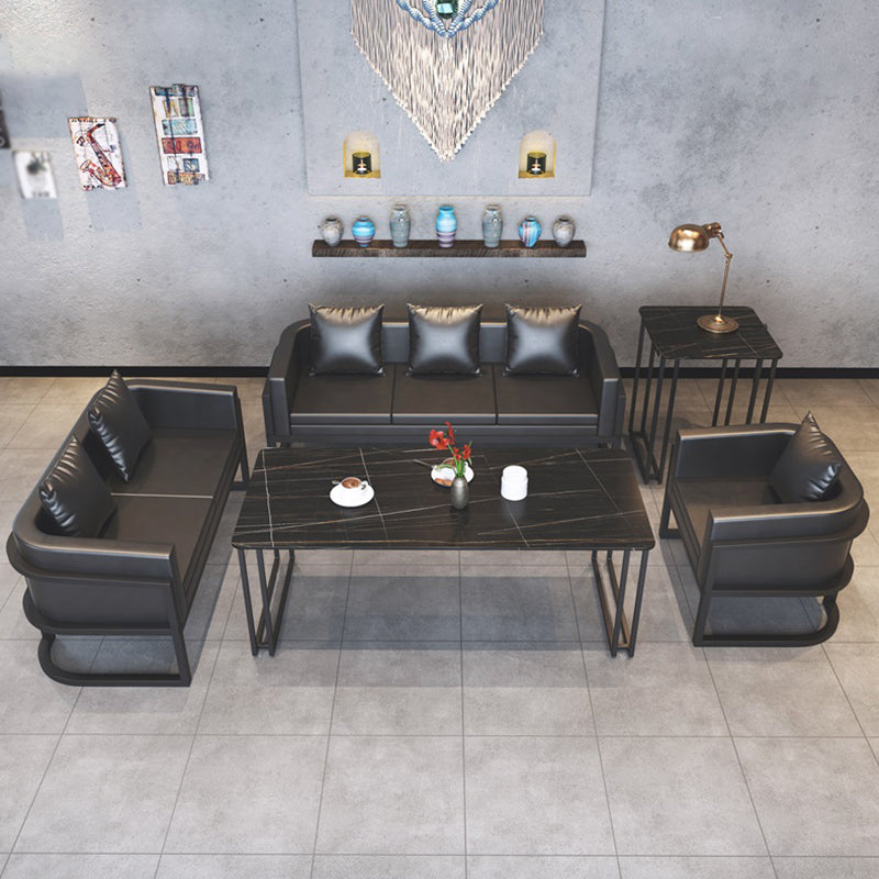 Industrial Sintered Stone Dinner Room Kitchen Table Black Sled Base Table for Dinning Room Clearhalo ' dining_table' 'Dining Tables & Seating' 'Dining Tables' 'furn' 'furn_dining_table' 'Furniture' 'furniture_dining_table' 'Kitchen & Dining Furniture' 'kitchen&dining_furn' 'kitchen' 'kitchen_dining_table' 3816174