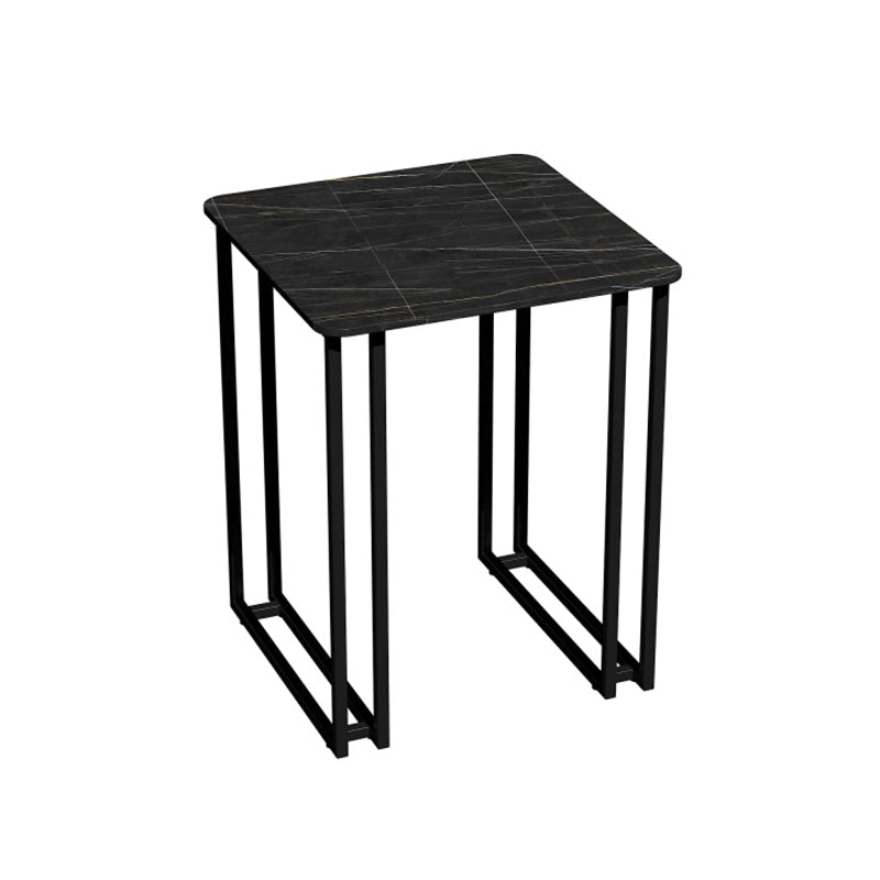 Industrial Sintered Stone Dinner Room Kitchen Table Black Sled Base Table for Dinning Room 23.6"L x 23.6"W x 29.5"H Without Chairs Clearhalo ' dining_table' 'Dining Tables & Seating' 'Dining Tables' 'furn' 'furn_dining_table' 'Furniture' 'furniture_dining_table' 'Kitchen & Dining Furniture' 'kitchen&dining_furn' 'kitchen' 'kitchen_dining_table' 3816176