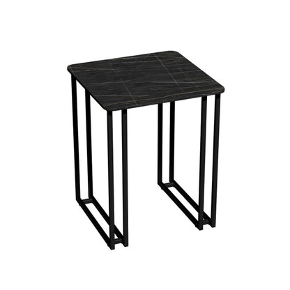 Industrial Sintered Stone Dinner Room Kitchen Table Black Sled Base Table for Dinning Room 23.6"L x 23.6"W x 29.5"H Without Chairs Clearhalo ' dining_table' 'Dining Tables & Seating' 'Dining Tables' 'furn' 'furn_dining_table' 'Furniture' 'furniture_dining_table' 'Kitchen & Dining Furniture' 'kitchen&dining_furn' 'kitchen' 'kitchen_dining_table' 3816176