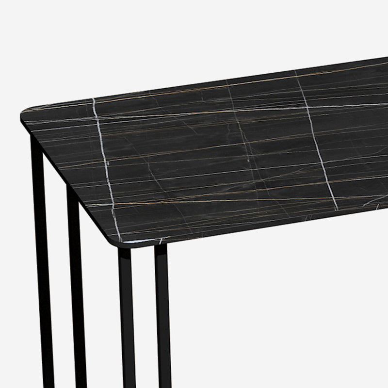 Industrial Sintered Stone Dinner Room Kitchen Table Black Sled Base Table for Dinning Room Clearhalo ' dining_table' 'Dining Tables & Seating' 'Dining Tables' 'furn' 'furn_dining_table' 'Furniture' 'furniture_dining_table' 'Kitchen & Dining Furniture' 'kitchen&dining_furn' 'kitchen' 'kitchen_dining_table' 3816177