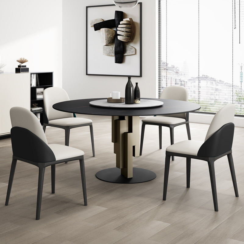 Modern Standard Round Shape Dining Table Sintered Stone Kitchen Dining Table with Pedestal Base Clearhalo ' dining_table' 'Dining Tables & Seating' 'Dining Tables' 'furn' 'furn_dining_table' 'Furniture' 'furniture_dining_table' 'Kitchen & Dining Furniture' 'kitchen&dining_furn' 'kitchen' 'kitchen_dining_table' 3816187