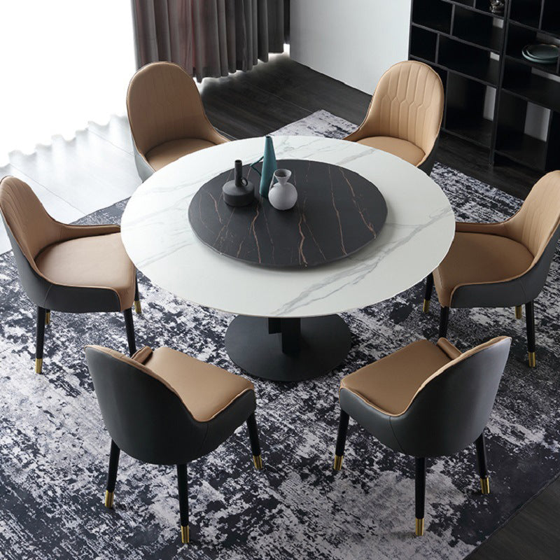 Modern Standard Round Shape Dining Table Sintered Stone Kitchen Dining Table with Pedestal Base Clearhalo ' dining_table' 'Dining Tables & Seating' 'Dining Tables' 'furn' 'furn_dining_table' 'Furniture' 'furniture_dining_table' 'Kitchen & Dining Furniture' 'kitchen&dining_furn' 'kitchen' 'kitchen_dining_table' 3816200