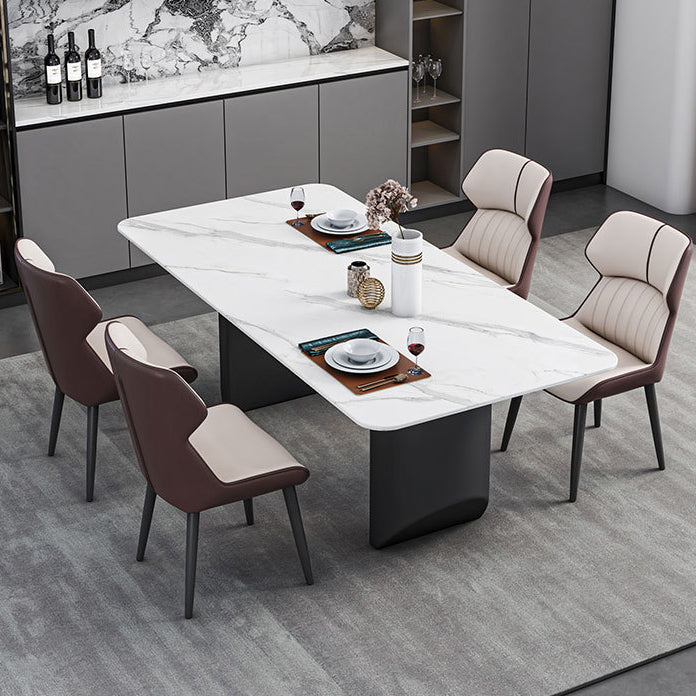 Sintered Stone Top Dining Table Rectangle Table with Metal Double Pedestal Clearhalo ' dining_table' 'Dining Tables & Seating' 'Dining Tables' 'furn' 'furn_dining_table' 'Furniture' 'furniture_dining_table' 'Kitchen & Dining Furniture' 'kitchen&dining_furn' 'kitchen' 'kitchen_dining_table' 3816213