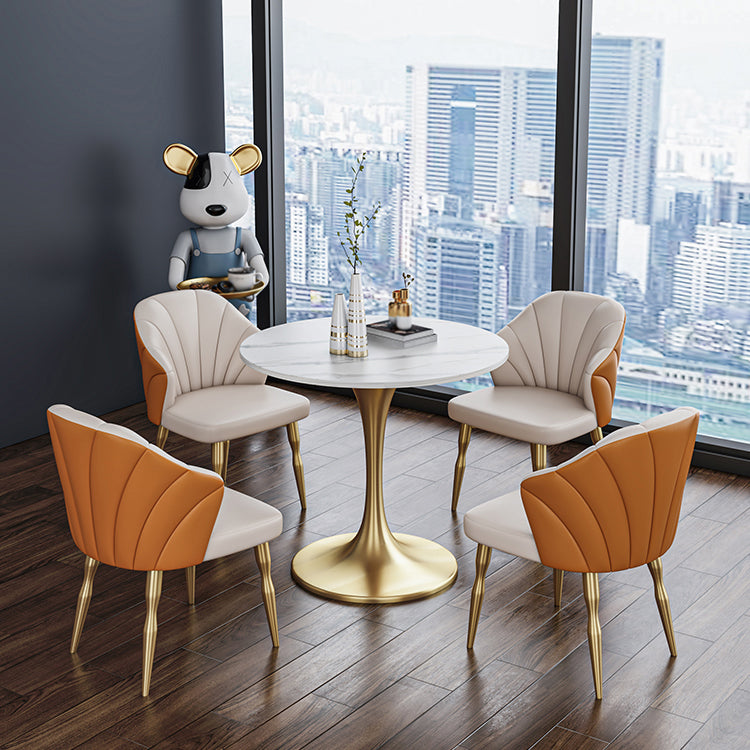 Round Tulip Base Home Furniture Traditional Luxury Stone Dining Room Collection Clearhalo ' dining_table' 'Dining Tables & Seating' 'Dining Tables' 'furn' 'furn_dining_table' 'Furniture' 'furniture_dining_table' 'Kitchen & Dining Furniture' 'kitchen&dining_furn' 'kitchen' 'kitchen_dining_table' 3816231