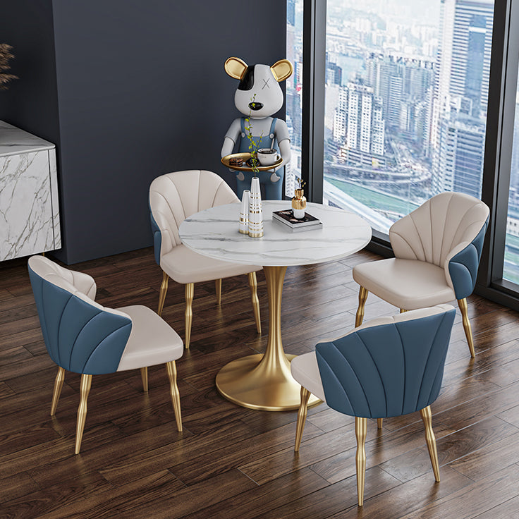 Round Tulip Base Home Furniture Traditional Luxury Stone Dining Room Collection Clearhalo ' dining_table' 'Dining Tables & Seating' 'Dining Tables' 'furn' 'furn_dining_table' 'Furniture' 'furniture_dining_table' 'Kitchen & Dining Furniture' 'kitchen&dining_furn' 'kitchen' 'kitchen_dining_table' 3816233
