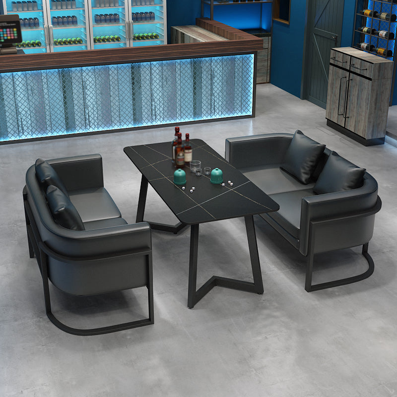 Industrial Style Sintered Stone Dinner Room Kitchen Table Black Metal Base Table for Dinning Room Clearhalo ' dining_table' 'Dining Tables & Seating' 'Dining Tables' 'furn' 'furn_dining_table' 'Furniture' 'furniture_dining_table' 'Kitchen & Dining Furniture' 'kitchen&dining_furn' 'kitchen' 'kitchen_dining_table' 3816244