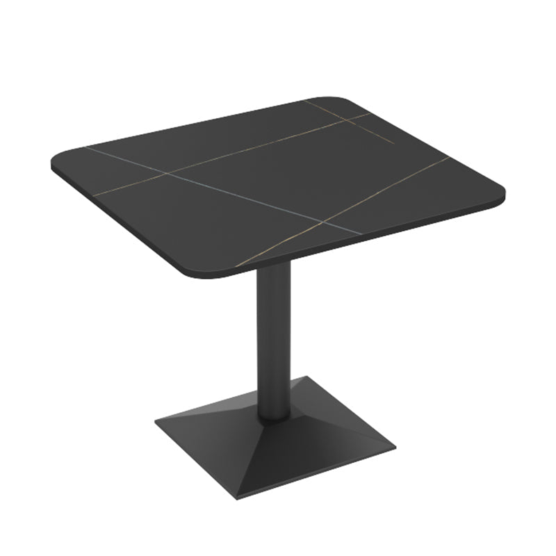 Industrial Style Sintered Stone Dinner Room Kitchen Table Black Metal Base Table for Dinning Room 23.6"L x 23.6"W x 29.5"H Without Chairs Clearhalo ' dining_table' 'Dining Tables & Seating' 'Dining Tables' 'furn' 'furn_dining_table' 'Furniture' 'furniture_dining_table' 'Kitchen & Dining Furniture' 'kitchen&dining_furn' 'kitchen' 'kitchen_dining_table' 3816245