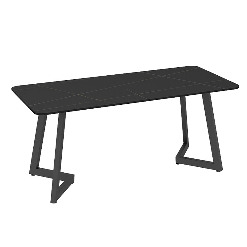 Industrial Style Sintered Stone Dinner Room Kitchen Table Black Metal Base Table for Dinning Room Without Chairs Clearhalo ' dining_table' 'Dining Tables & Seating' 'Dining Tables' 'furn' 'furn_dining_table' 'Furniture' 'furniture_dining_table' 'Kitchen & Dining Furniture' 'kitchen&dining_furn' 'kitchen' 'kitchen_dining_table' 3816249