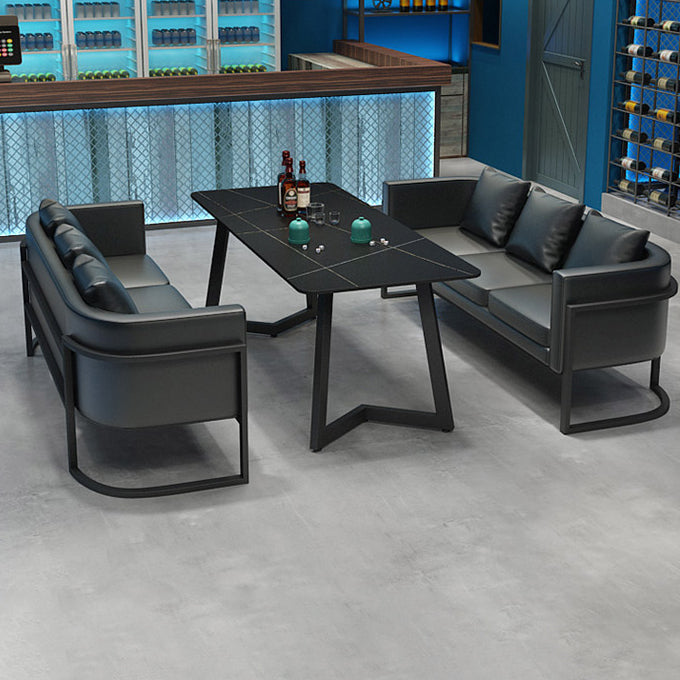 Industrial Style Sintered Stone Dinner Room Kitchen Table Black Metal Base Table for Dinning Room Clearhalo ' dining_table' 'Dining Tables & Seating' 'Dining Tables' 'furn' 'furn_dining_table' 'Furniture' 'furniture_dining_table' 'Kitchen & Dining Furniture' 'kitchen&dining_furn' 'kitchen' 'kitchen_dining_table' 3816258