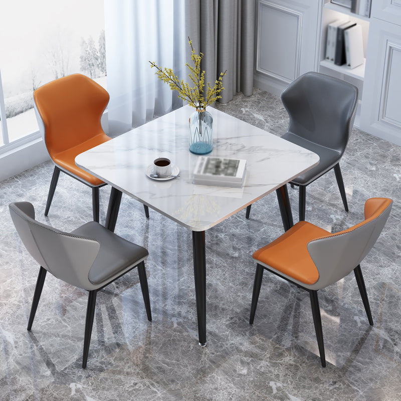 Square Industrial Dining Table White Tone Fixed Table with Sintered Stone Clearhalo ' dining_table' 'Dining Tables & Seating' 'Dining Tables' 'furn' 'furn_dining_table' 'Furniture' 'furniture_dining_table' 'Kitchen & Dining Furniture' 'kitchen&dining_furn' 'kitchen' 'kitchen_dining_table' 3816260