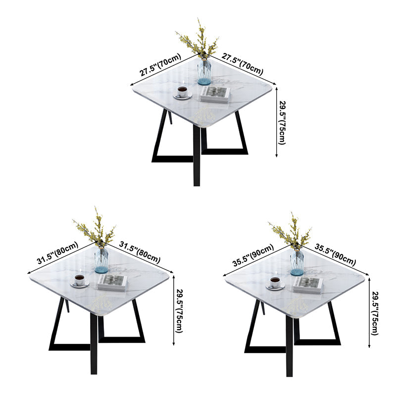 Square Industrial Dining Table White Tone Fixed Table with Sintered Stone Clearhalo ' dining_table' 'Dining Tables & Seating' 'Dining Tables' 'furn' 'furn_dining_table' 'Furniture' 'furniture_dining_table' 'Kitchen & Dining Furniture' 'kitchen&dining_furn' 'kitchen' 'kitchen_dining_table' 3816271