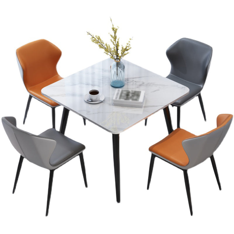 Square Industrial Dining Table White Tone Fixed Table with Sintered Stone Clearhalo ' dining_table' 'Dining Tables & Seating' 'Dining Tables' 'furn' 'furn_dining_table' 'Furniture' 'furniture_dining_table' 'Kitchen & Dining Furniture' 'kitchen&dining_furn' 'kitchen' 'kitchen_dining_table' 3816272