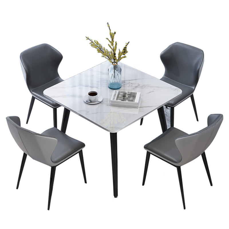 Square Industrial Dining Table White Tone Fixed Table with Sintered Stone Clearhalo ' dining_table' 'Dining Tables & Seating' 'Dining Tables' 'furn' 'furn_dining_table' 'Furniture' 'furniture_dining_table' 'Kitchen & Dining Furniture' 'kitchen&dining_furn' 'kitchen' 'kitchen_dining_table' 3816273