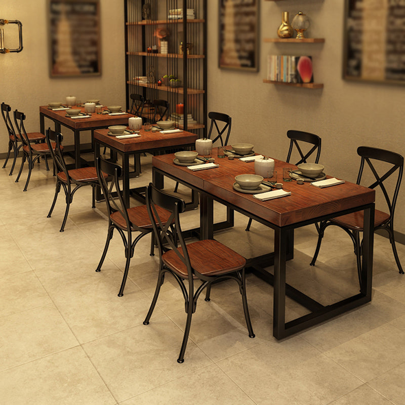 Industrial Solid Wood Dinner Room Kitchen Table Brown Square Table for Dinning Room Clearhalo ' dining_table' 'Dining Tables & Seating' 'Dining Tables' 'furn' 'furn_dining_table' 'Furniture' 'furniture_dining_table' 'Kitchen & Dining Furniture' 'kitchen&dining_furn' 'kitchen' 'kitchen_dining_table' 3816285