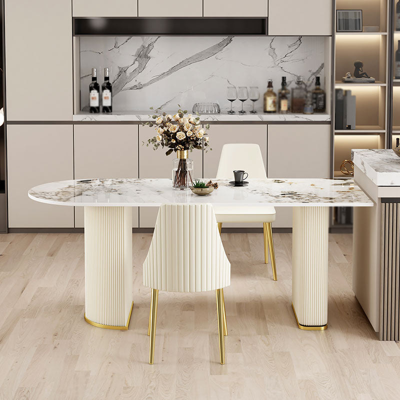 Metal Traditional Luxury Free Form Indoor Table Sintered Stone Table for Dining Room Clearhalo ' dining_table' 'Dining Tables & Seating' 'Dining Tables' 'furn' 'furn_dining_table' 'Furniture' 'furniture_dining_table' 'Kitchen & Dining Furniture' 'kitchen&dining_furn' 'kitchen' 'kitchen_dining_table' 3816303