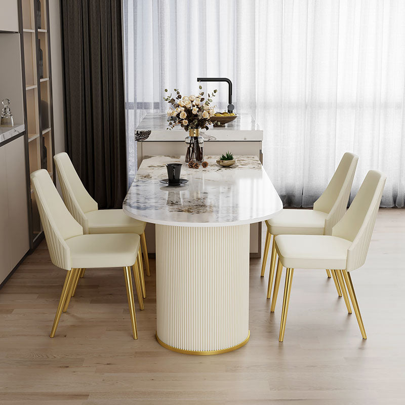 Metal Traditional Luxury Free Form Indoor Table Sintered Stone Table for Dining Room Clearhalo ' dining_table' 'Dining Tables & Seating' 'Dining Tables' 'furn' 'furn_dining_table' 'Furniture' 'furniture_dining_table' 'Kitchen & Dining Furniture' 'kitchen&dining_furn' 'kitchen' 'kitchen_dining_table' 3816304