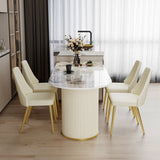 Metal Traditional Luxury Free Form Indoor Table Sintered Stone Table for Dining Room Clearhalo ' dining_table' 'Dining Tables & Seating' 'Dining Tables' 'furn' 'furn_dining_table' 'Furniture' 'furniture_dining_table' 'Kitchen & Dining Furniture' 'kitchen&dining_furn' 'kitchen' 'kitchen_dining_table' 3816304