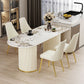 Metal Traditional Luxury Free Form Indoor Table Sintered Stone Table for Dining Room Clearhalo ' dining_table' 'Dining Tables & Seating' 'Dining Tables' 'furn' 'furn_dining_table' 'Furniture' 'furniture_dining_table' 'Kitchen & Dining Furniture' 'kitchen&dining_furn' 'kitchen' 'kitchen_dining_table' 3816305