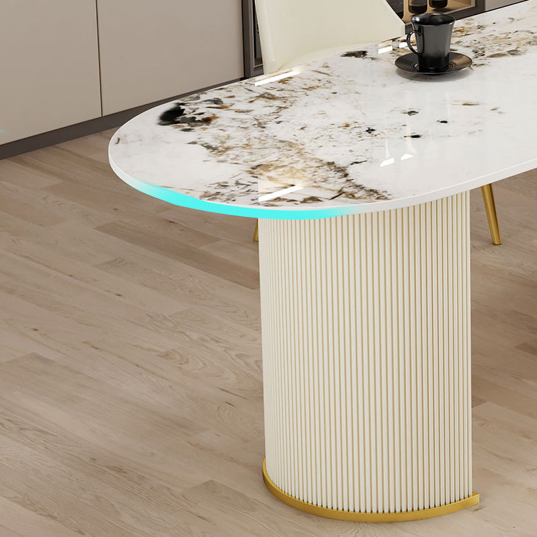 Metal Traditional Luxury Free Form Indoor Table Sintered Stone Table for Dining Room Clearhalo ' dining_table' 'Dining Tables & Seating' 'Dining Tables' 'furn' 'furn_dining_table' 'Furniture' 'furniture_dining_table' 'Kitchen & Dining Furniture' 'kitchen&dining_furn' 'kitchen' 'kitchen_dining_table' 3816309