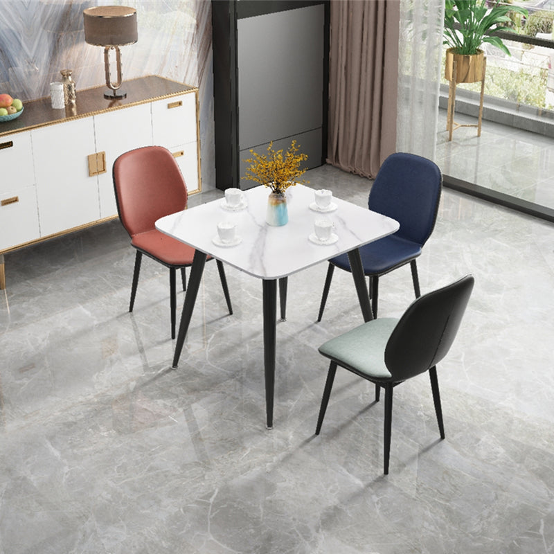 Square Sintered Stone White Dining Table Industrial 4 Legs Table for Dining Room Clearhalo ' dining_table' 'Dining Tables & Seating' 'Dining Tables' 'furn' 'furn_dining_table' 'Furniture' 'furniture_dining_table' 'Kitchen & Dining Furniture' 'kitchen&dining_furn' 'kitchen' 'kitchen_dining_table' 3816315