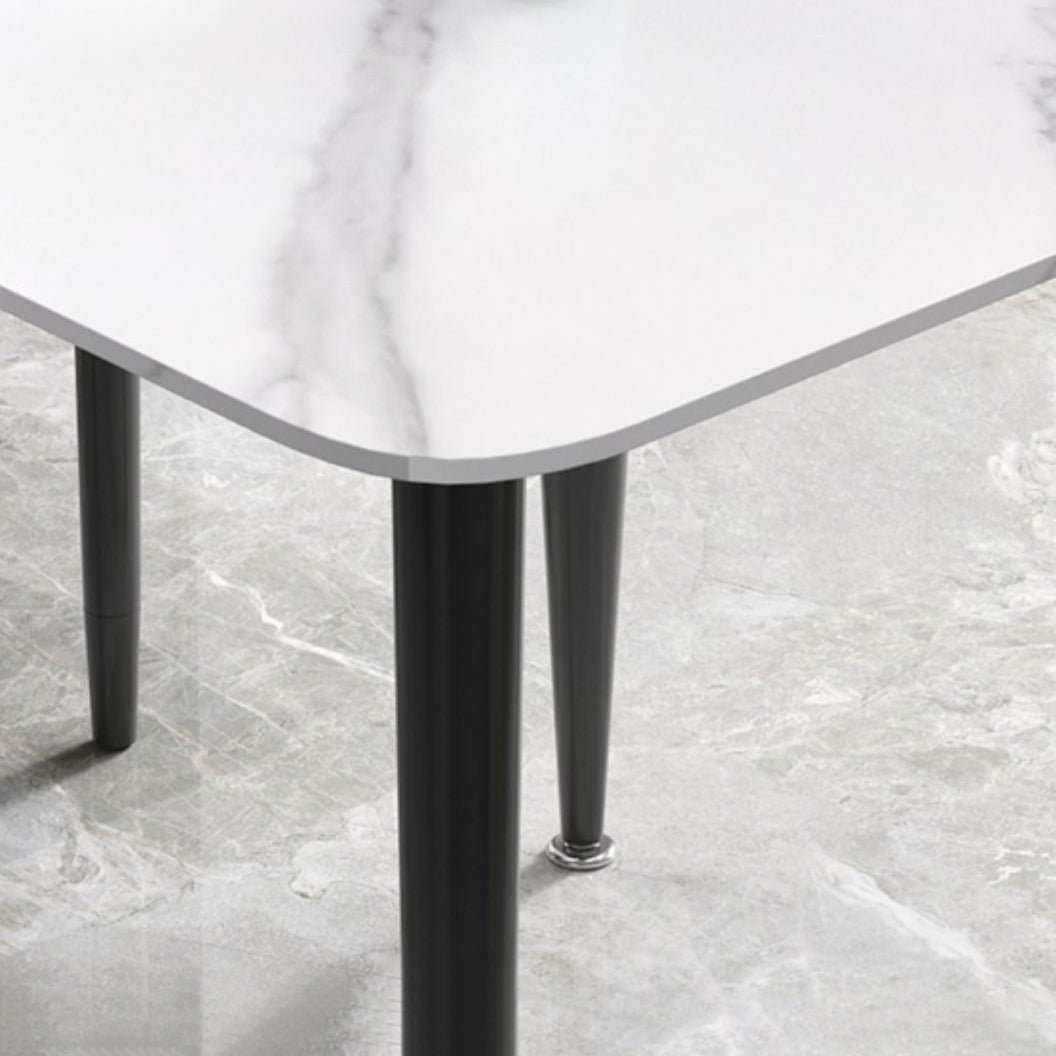 Square Sintered Stone White Dining Table Industrial 4 Legs Table for Dining Room Clearhalo ' dining_table' 'Dining Tables & Seating' 'Dining Tables' 'furn' 'furn_dining_table' 'Furniture' 'furniture_dining_table' 'Kitchen & Dining Furniture' 'kitchen&dining_furn' 'kitchen' 'kitchen_dining_table' 3816318