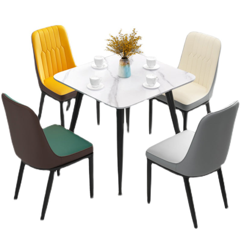 Square Sintered Stone White Dining Table Industrial 4 Legs Table for Dining Room Clearhalo ' dining_table' 'Dining Tables & Seating' 'Dining Tables' 'furn' 'furn_dining_table' 'Furniture' 'furniture_dining_table' 'Kitchen & Dining Furniture' 'kitchen&dining_furn' 'kitchen' 'kitchen_dining_table' 3816319