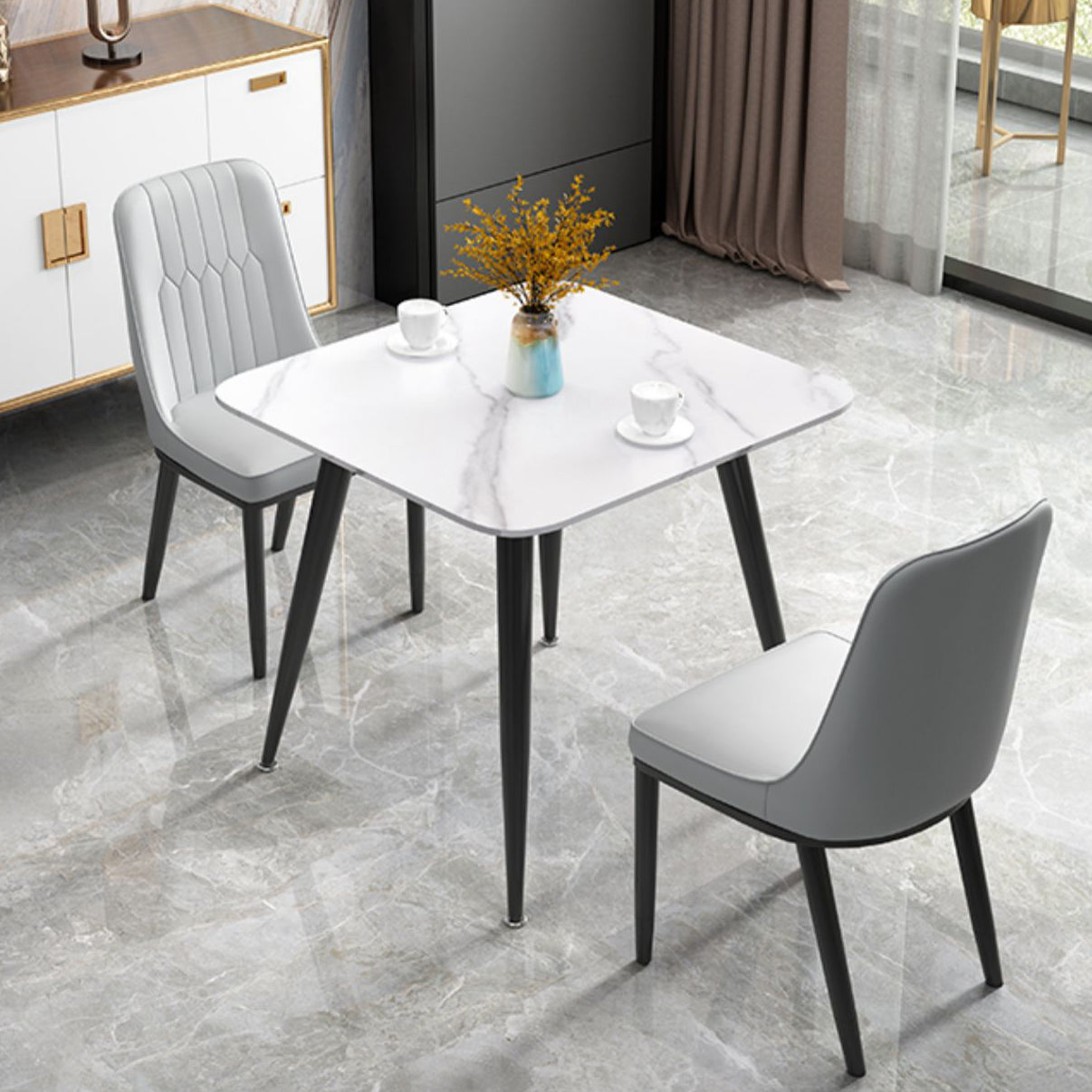 Square Sintered Stone White Dining Table Industrial 4 Legs Table for Dining Room Clearhalo ' dining_table' 'Dining Tables & Seating' 'Dining Tables' 'furn' 'furn_dining_table' 'Furniture' 'furniture_dining_table' 'Kitchen & Dining Furniture' 'kitchen&dining_furn' 'kitchen' 'kitchen_dining_table' 3816323
