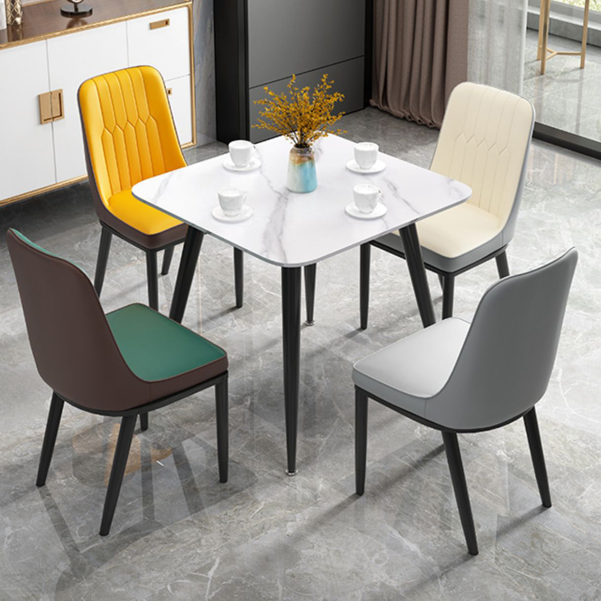 Square Sintered Stone White Dining Table Industrial 4 Legs Table for Dining Room Clearhalo ' dining_table' 'Dining Tables & Seating' 'Dining Tables' 'furn' 'furn_dining_table' 'Furniture' 'furniture_dining_table' 'Kitchen & Dining Furniture' 'kitchen&dining_furn' 'kitchen' 'kitchen_dining_table' 3816325