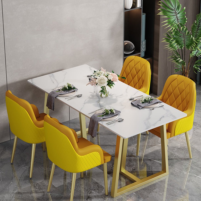 Luxury Style Sintered Stone Dining Table Double Pedestal Base Rectangle Table for Home Clearhalo ' dining_table' 'Dining Tables & Seating' 'Dining Tables' 'furn' 'furn_dining_table' 'Furniture' 'furniture_dining_table' 'Kitchen & Dining Furniture' 'kitchen&dining_furn' 'kitchen' 'kitchen_dining_table' 3816330