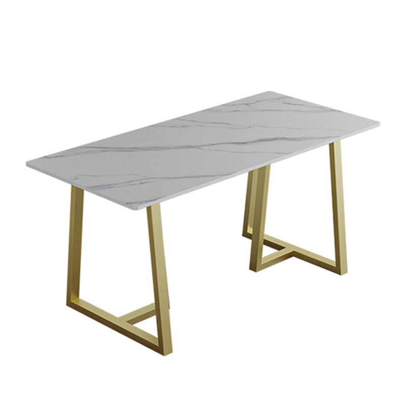 Luxury Style Sintered Stone Dining Table Double Pedestal Base Rectangle Table for Home Clearhalo ' dining_table' 'Dining Tables & Seating' 'Dining Tables' 'furn' 'furn_dining_table' 'Furniture' 'furniture_dining_table' 'Kitchen & Dining Furniture' 'kitchen&dining_furn' 'kitchen' 'kitchen_dining_table' 3816332
