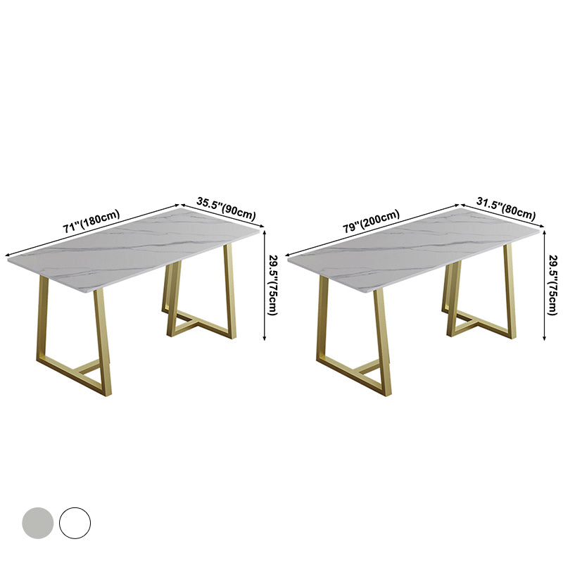 Luxury Style Sintered Stone Dining Table Double Pedestal Base Rectangle Table for Home Clearhalo ' dining_table' 'Dining Tables & Seating' 'Dining Tables' 'furn' 'furn_dining_table' 'Furniture' 'furniture_dining_table' 'Kitchen & Dining Furniture' 'kitchen&dining_furn' 'kitchen' 'kitchen_dining_table' 3816339