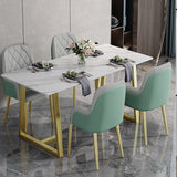 Luxury Style Sintered Stone Dining Table Double Pedestal Base Rectangle Table for Home Clearhalo ' dining_table' 'Dining Tables & Seating' 'Dining Tables' 'furn' 'furn_dining_table' 'Furniture' 'furniture_dining_table' 'Kitchen & Dining Furniture' 'kitchen&dining_furn' 'kitchen' 'kitchen_dining_table' 3816340