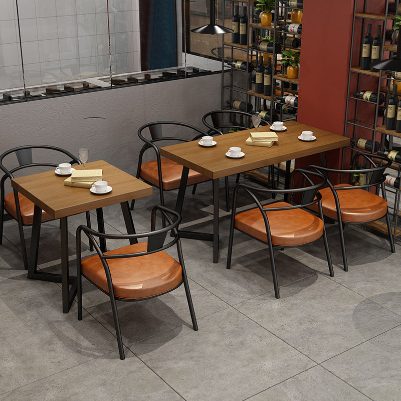 Industrial Solid Wood Dinner Room Kitchen Table Brown Sled Base Table for Dinning Room Clearhalo ' dining_table' 'Dining Tables & Seating' 'Dining Tables' 'furn' 'furn_dining_table' 'Furniture' 'furniture_dining_table' 'Kitchen & Dining Furniture' 'kitchen&dining_furn' 'kitchen' 'kitchen_dining_table' 3816342
