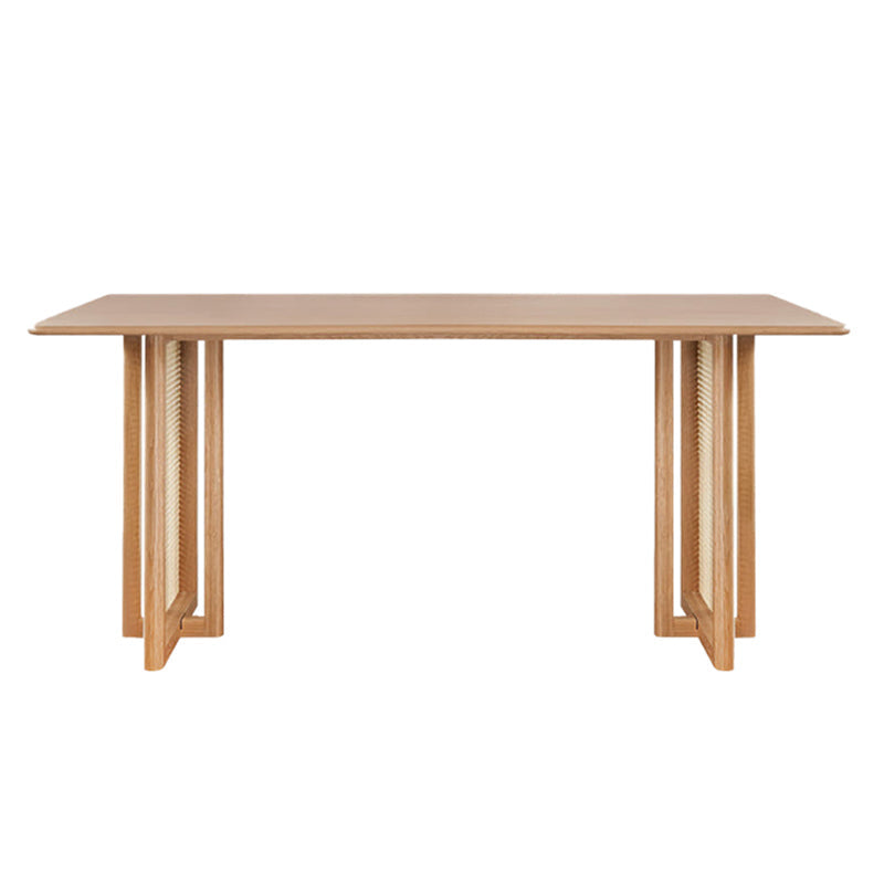 Rectangle Wooden Table Modern Red Oak Table in Nature with Double Pedestal Without Chairs Clearhalo ' dining_table' 'Dining Tables & Seating' 'Dining Tables' 'furn' 'furn_dining_table' 'Furniture' 'furniture_dining_table' 'Kitchen & Dining Furniture' 'kitchen&dining_furn' 'kitchen' 'kitchen_dining_table' 3816357