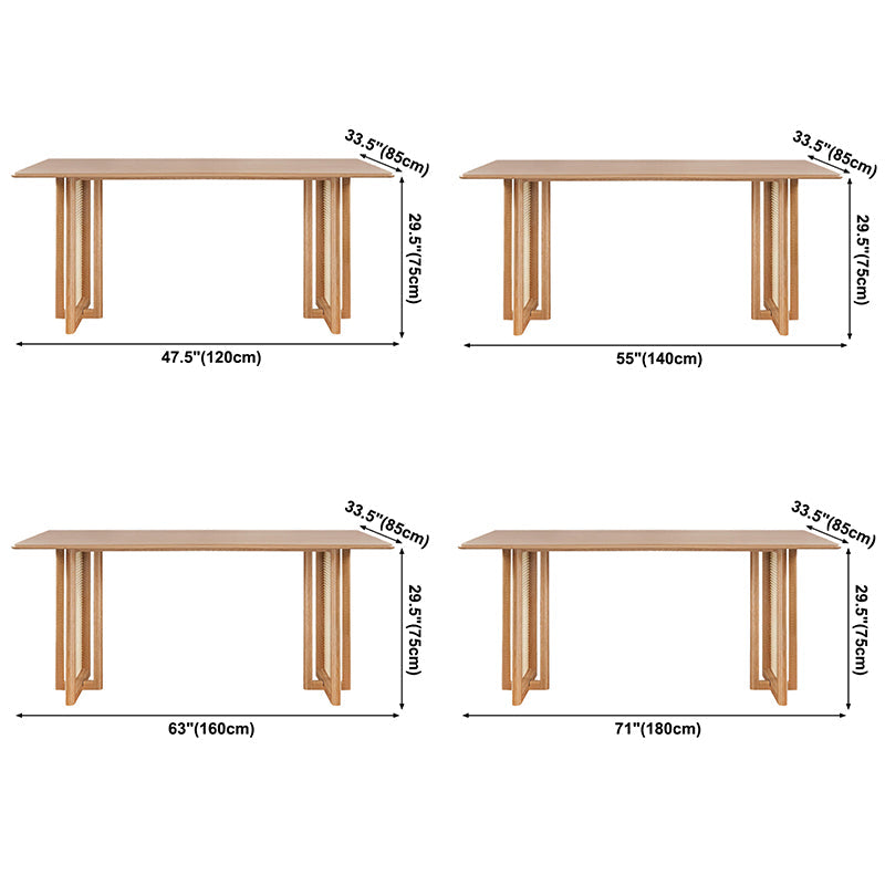 Rectangle Wooden Table Modern Red Oak Table in Nature with Double Pedestal Clearhalo ' dining_table' 'Dining Tables & Seating' 'Dining Tables' 'furn' 'furn_dining_table' 'Furniture' 'furniture_dining_table' 'Kitchen & Dining Furniture' 'kitchen&dining_furn' 'kitchen' 'kitchen_dining_table' 3816362