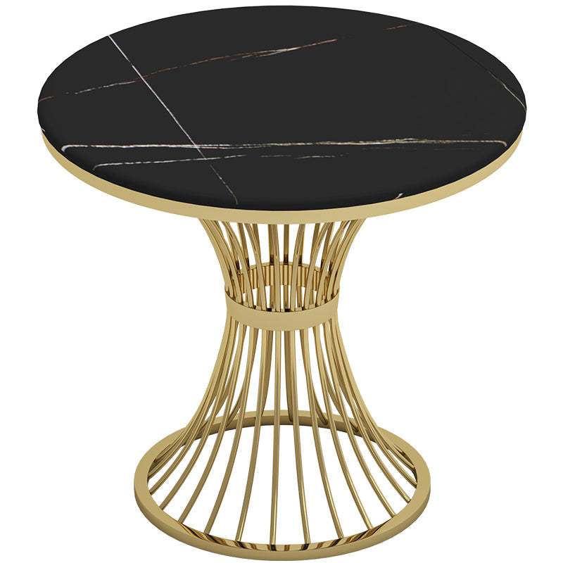 Round Sintered Stone Two-Color Dining Table Glam Pedestal Table for Dining Room Black Without Chairs Clearhalo ' dining_table' 'Dining Tables & Seating' 'Dining Tables' 'furn' 'furn_dining_table' 'Furniture' 'furniture_dining_table' 'Kitchen & Dining Furniture' 'kitchen&dining_furn' 'kitchen' 'kitchen_dining_table' 3816369