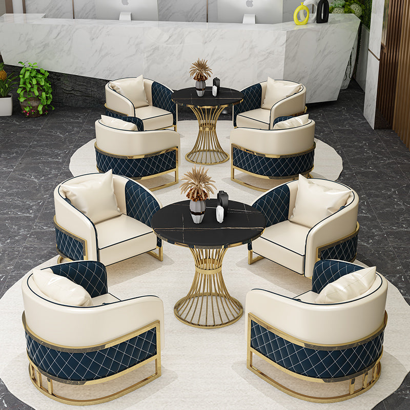 Round Sintered Stone Two-Color Dining Table Glam Pedestal Table for Dining Room Clearhalo ' dining_table' 'Dining Tables & Seating' 'Dining Tables' 'furn' 'furn_dining_table' 'Furniture' 'furniture_dining_table' 'Kitchen & Dining Furniture' 'kitchen&dining_furn' 'kitchen' 'kitchen_dining_table' 3816370