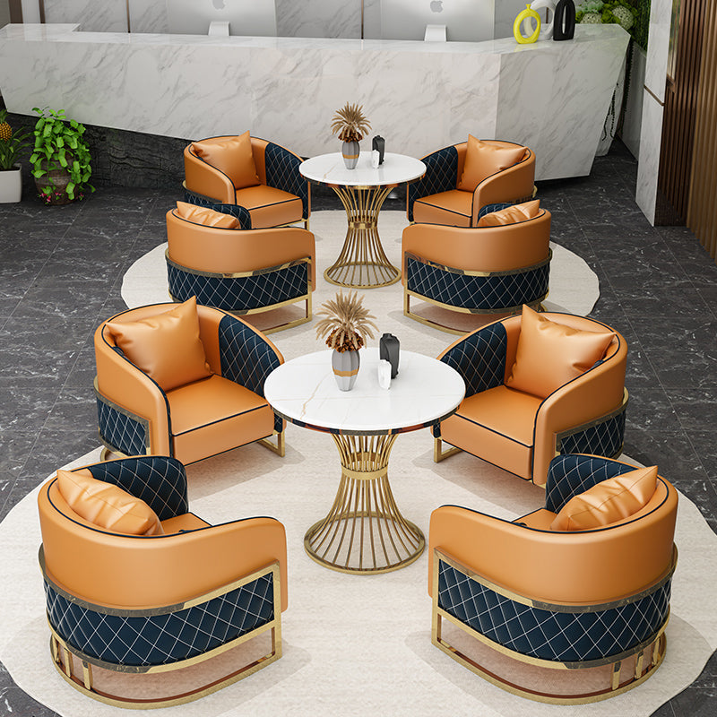 Round Sintered Stone Two-Color Dining Table Glam Pedestal Table for Dining Room Clearhalo ' dining_table' 'Dining Tables & Seating' 'Dining Tables' 'furn' 'furn_dining_table' 'Furniture' 'furniture_dining_table' 'Kitchen & Dining Furniture' 'kitchen&dining_furn' 'kitchen' 'kitchen_dining_table' 3816372