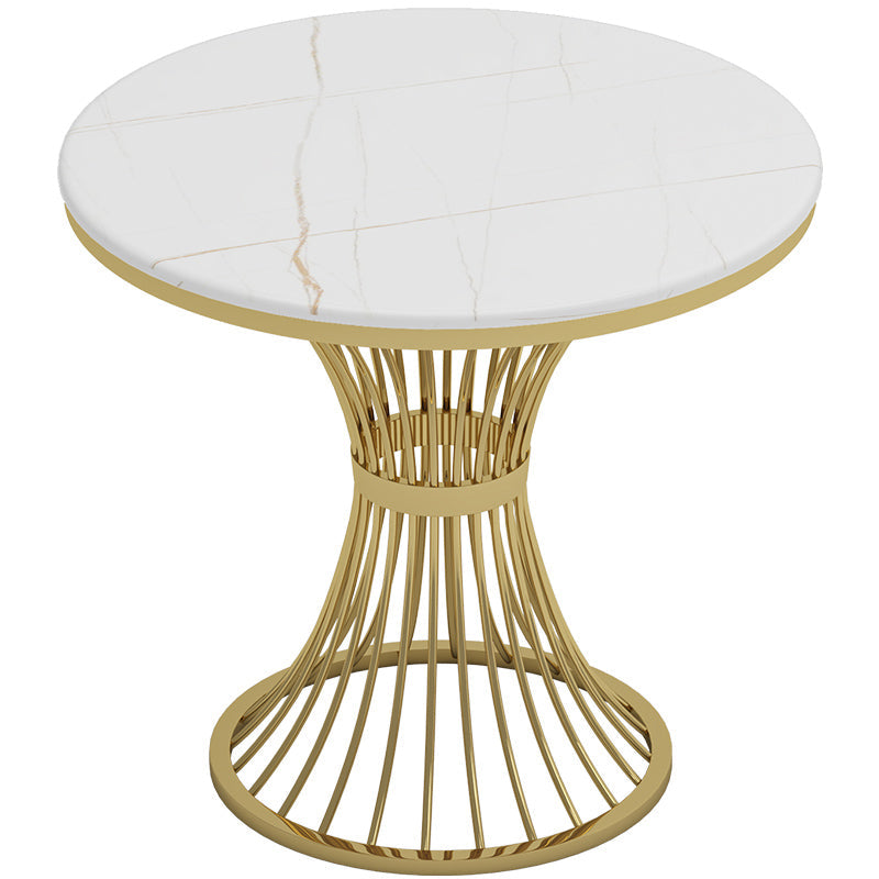 Round Sintered Stone Two-Color Dining Table Glam Pedestal Table for Dining Room White Without Chairs Clearhalo ' dining_table' 'Dining Tables & Seating' 'Dining Tables' 'furn' 'furn_dining_table' 'Furniture' 'furniture_dining_table' 'Kitchen & Dining Furniture' 'kitchen&dining_furn' 'kitchen' 'kitchen_dining_table' 3816373