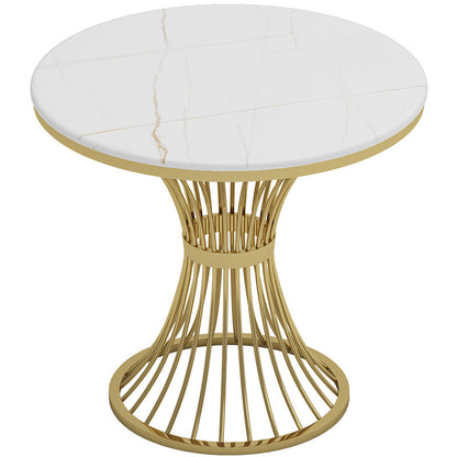 Round Sintered Stone Two-Color Dining Table Glam Pedestal Table for Dining Room White Without Chairs Clearhalo ' dining_table' 'Dining Tables & Seating' 'Dining Tables' 'furn' 'furn_dining_table' 'Furniture' 'furniture_dining_table' 'Kitchen & Dining Furniture' 'kitchen&dining_furn' 'kitchen' 'kitchen_dining_table' 3816373