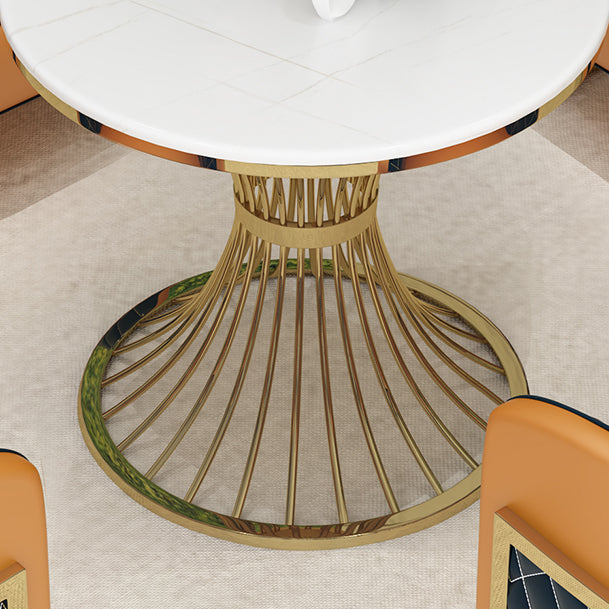 Round Sintered Stone Two-Color Dining Table Glam Pedestal Table for Dining Room Clearhalo ' dining_table' 'Dining Tables & Seating' 'Dining Tables' 'furn' 'furn_dining_table' 'Furniture' 'furniture_dining_table' 'Kitchen & Dining Furniture' 'kitchen&dining_furn' 'kitchen' 'kitchen_dining_table' 3816376